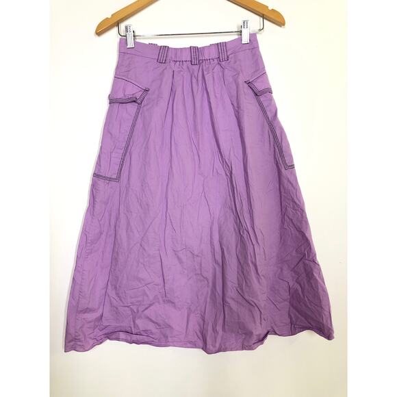 Hofmann Copenhagen Elina Skirt Organic Cotton A-Line Midi Purple Size Small - Picture 10 of 16
